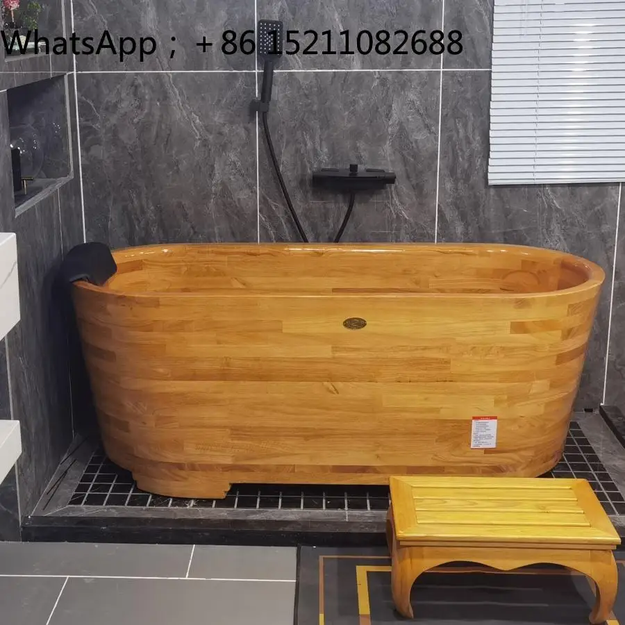 SCY small apartment household rubber wooden bucket adult bath bucket B & B hotel solid wood bathtub
