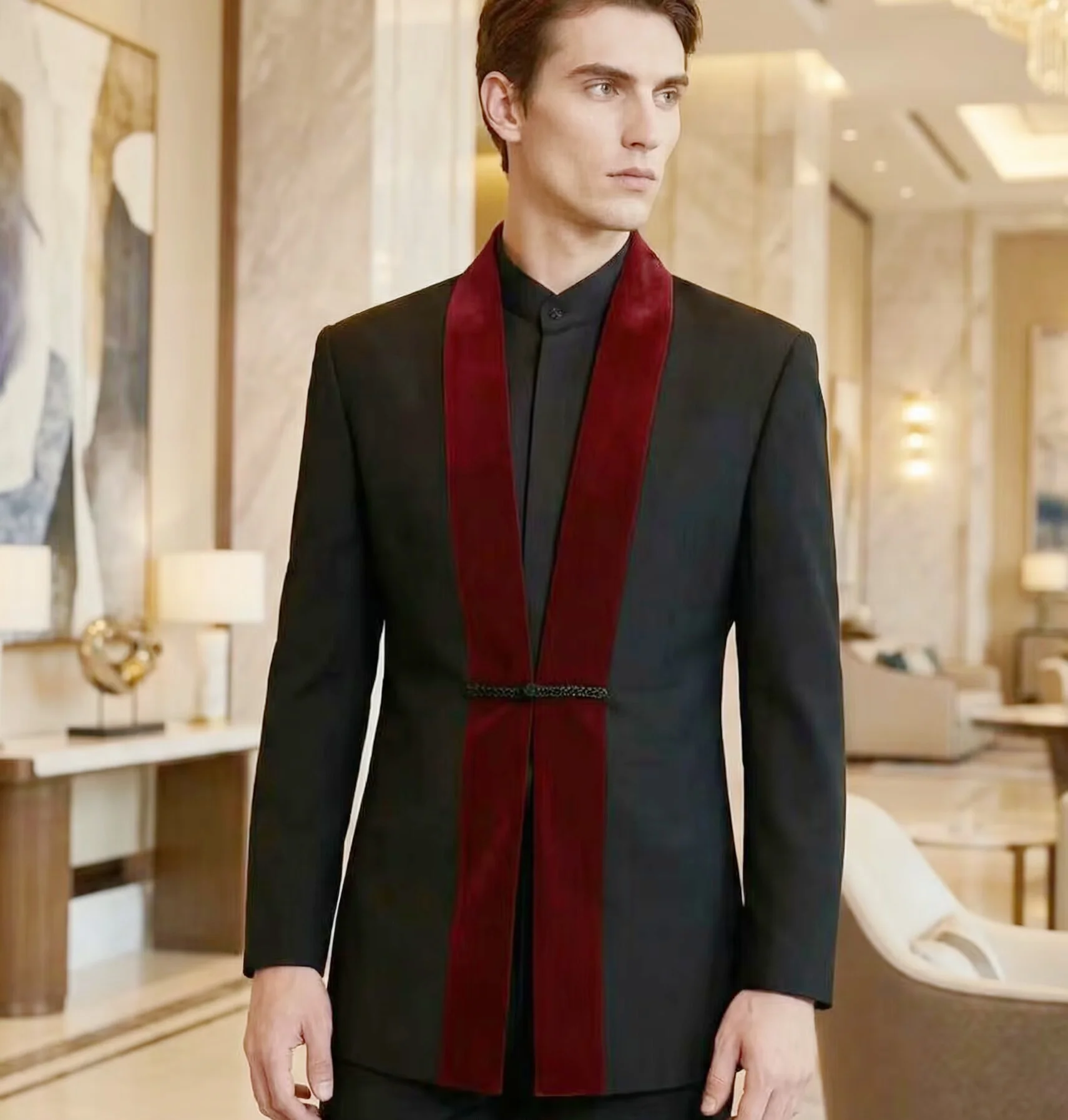 

Men Formal Slim Fit Tuxedo Prom Suit Male Groom Wedding Blazers High Quality Groomsman Luxury Dress Business Banquet Party Suit