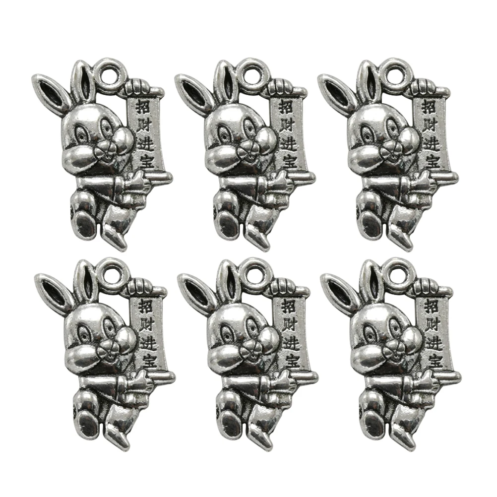 

20 Pcs Alloy Rabbit Pendant Charm Simple DIY Jewelry Making Accessories Ancient Silver For Necklace Bracelet Earrings Project