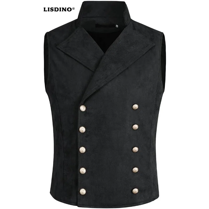 

Allthemen Mens Halloween Double Breasted Waistcoat Steampunk Casual Suit Vest Tuxedo Dress Vest For Party