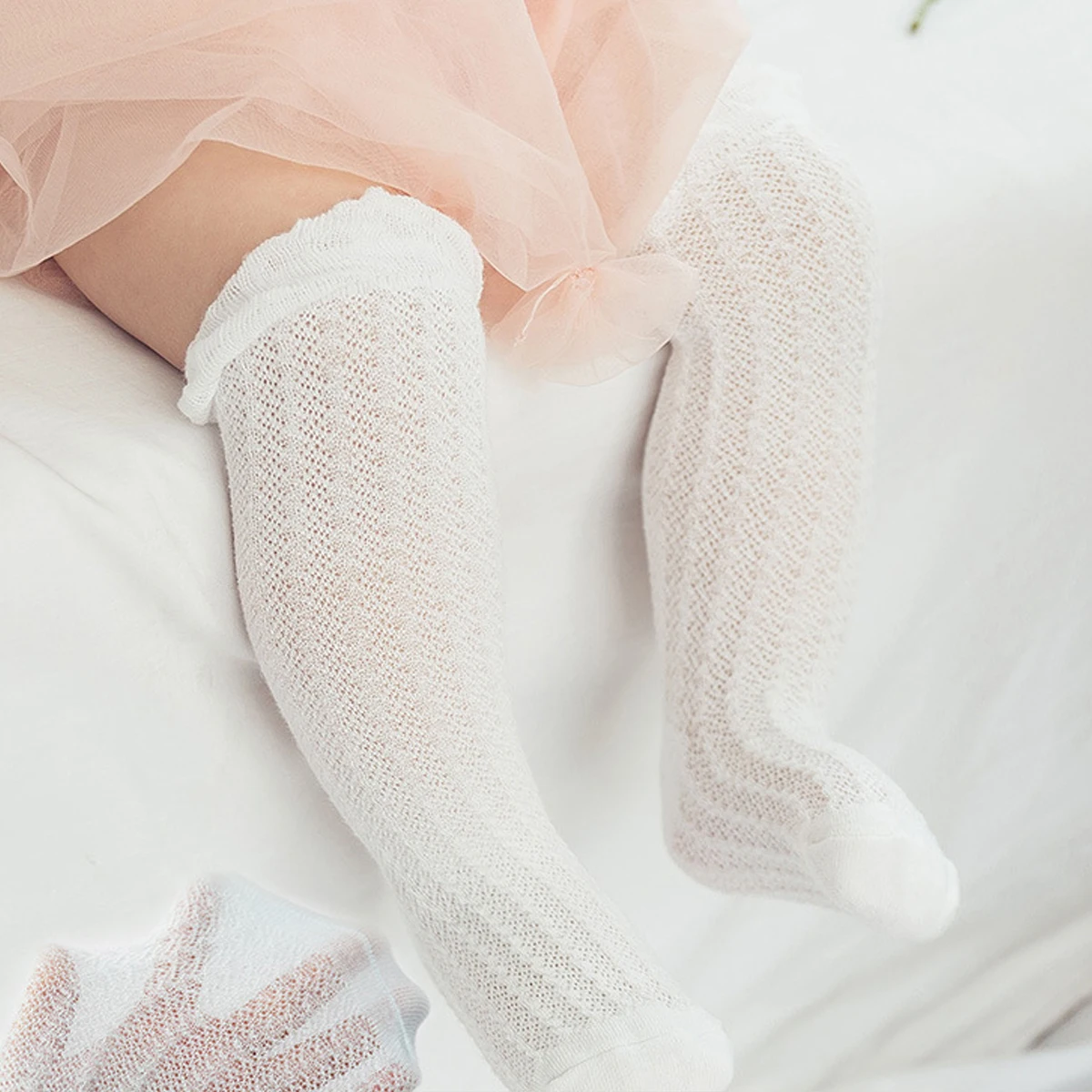 

3pcs 3 Pairs Anti-Mosquito Baby Socks Long Cotton Stockings Kids Breathable Soft Reusable Non-Slip Elastic Mesh Hole Summer