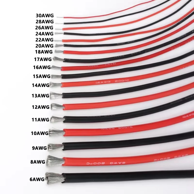 30/28/26/24~16AWG Flexible Silicone Cable 5/10m aviation model wire new energy electronic wire high temperature resistant wire