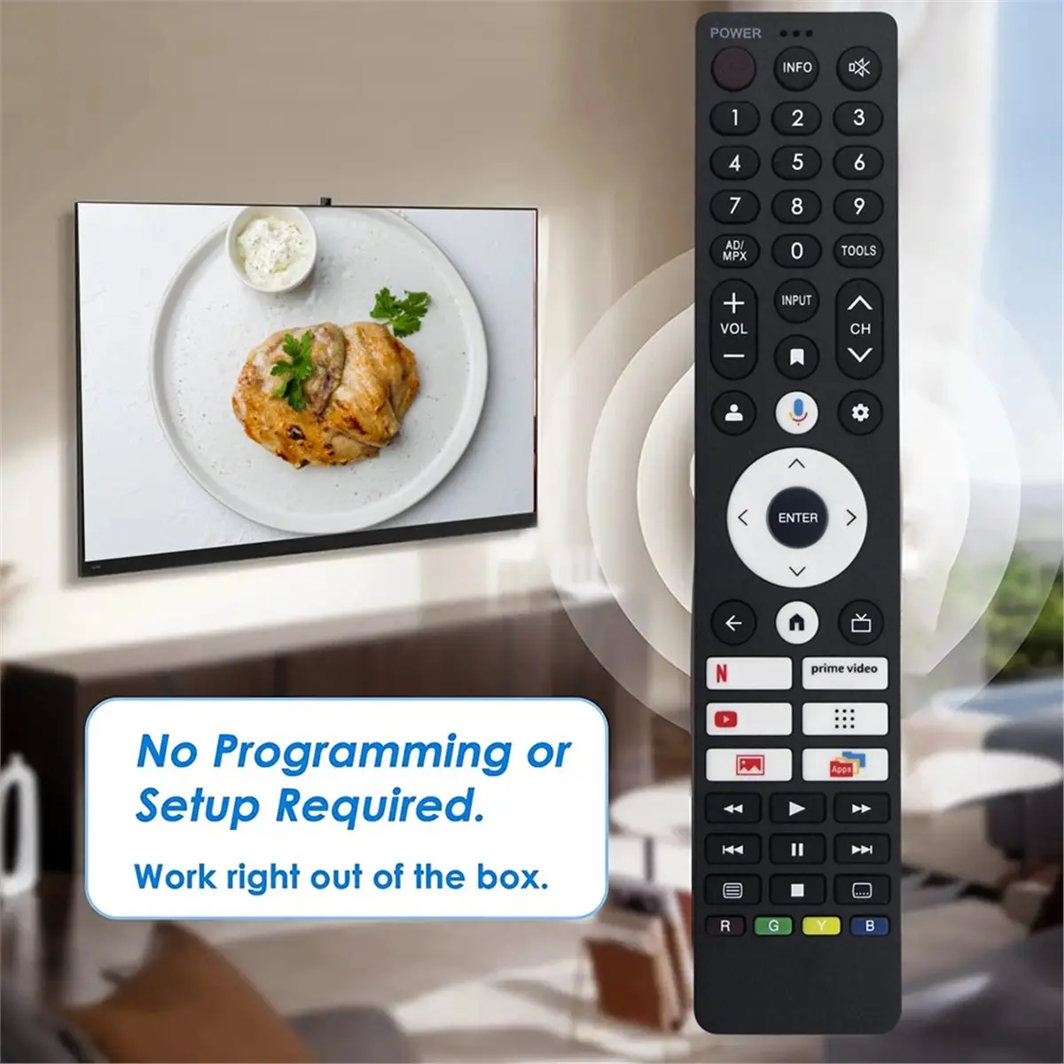 HAPPYDAY~ Replace GB422WJSA Bluetooth Voice Remote Control for 4TC50FK1X Android LED CHIROQLI TV