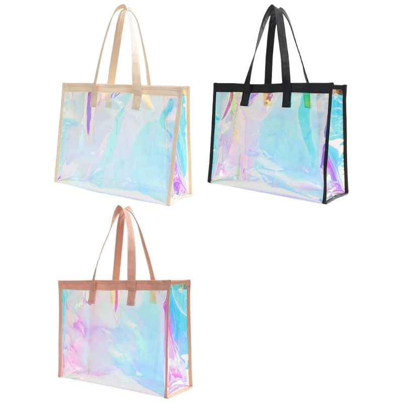 E74B Delicado TPU Bolsa Praia Holográfica Bolsa Ombro Transparente Bolsa Casual Bolsa Academia para Roupas