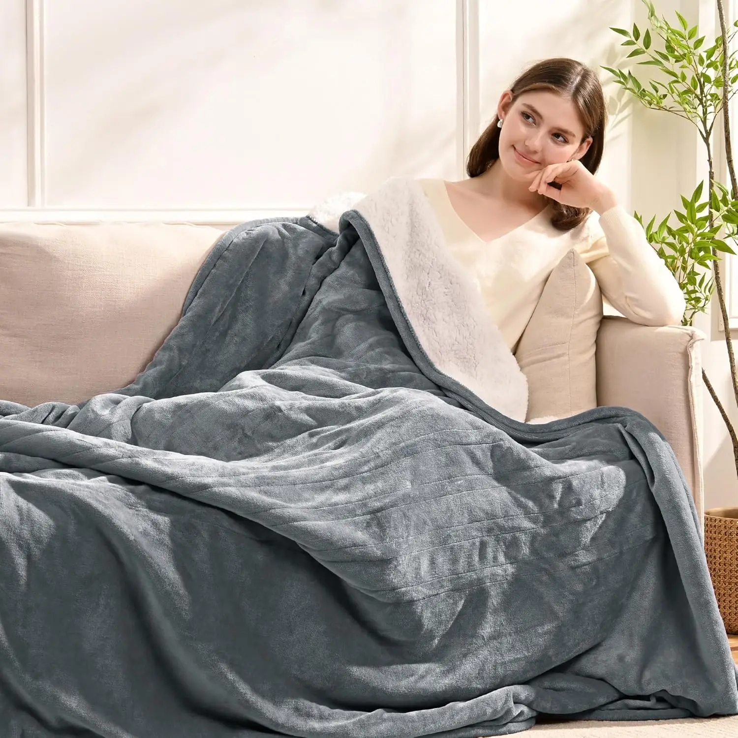 

72x84 Electric Heated Blanket with 9 Heat Levels, 10 Timer Modes, Auto-Off & Machine Washable for Cozy Winter Comfort