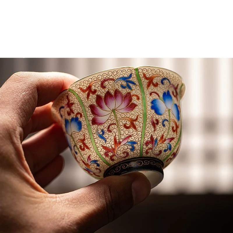 Kung Fu tea set teacup ceramic filigree enamel color personal cup small master cup