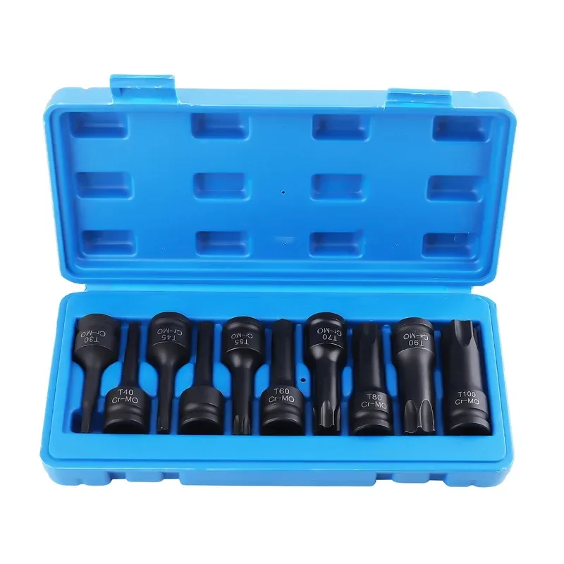 for T-type 1/2 Electric Wrench Socket Set 10-Piece Auto Repair Tool Star Screwdriver Inner Hexagon Pneumatic Impact Driver