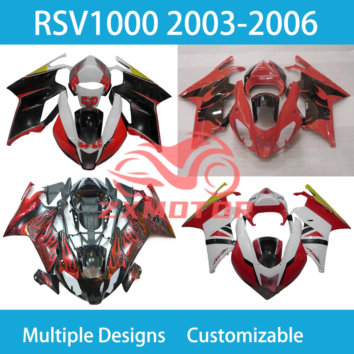 RS1000 2003 2004 2005 2006 Fairings Motor for Aprilia RSV1000 RSV4 1000 03-06 Motorcycle Plastic Cover Fairing Body Kit Set