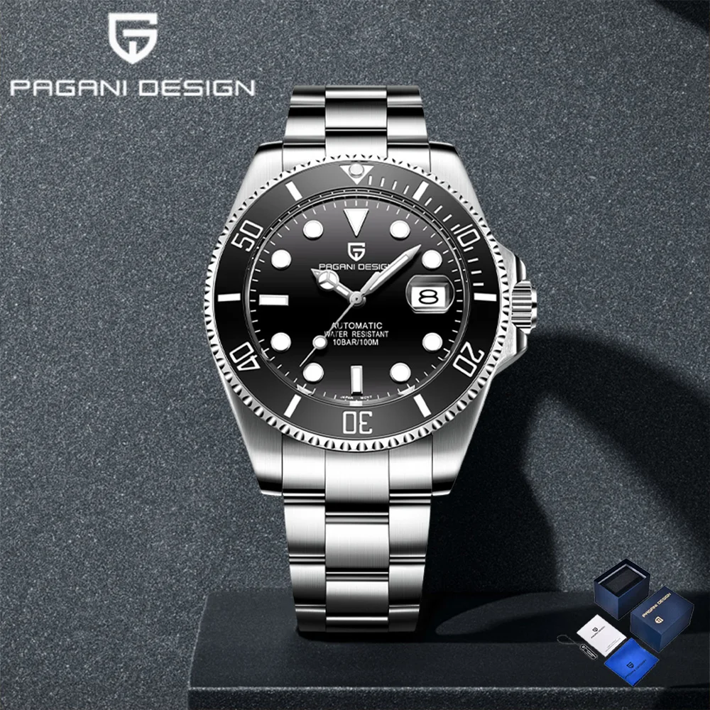 Zegarek męski Pagani Design Classic Automatic 2025, modny zegarek mechaniczny, pudełko prezentowe, sportowy ceramiczny bezel, szafirowe szkło, wodoszczelność 10 BAR.
