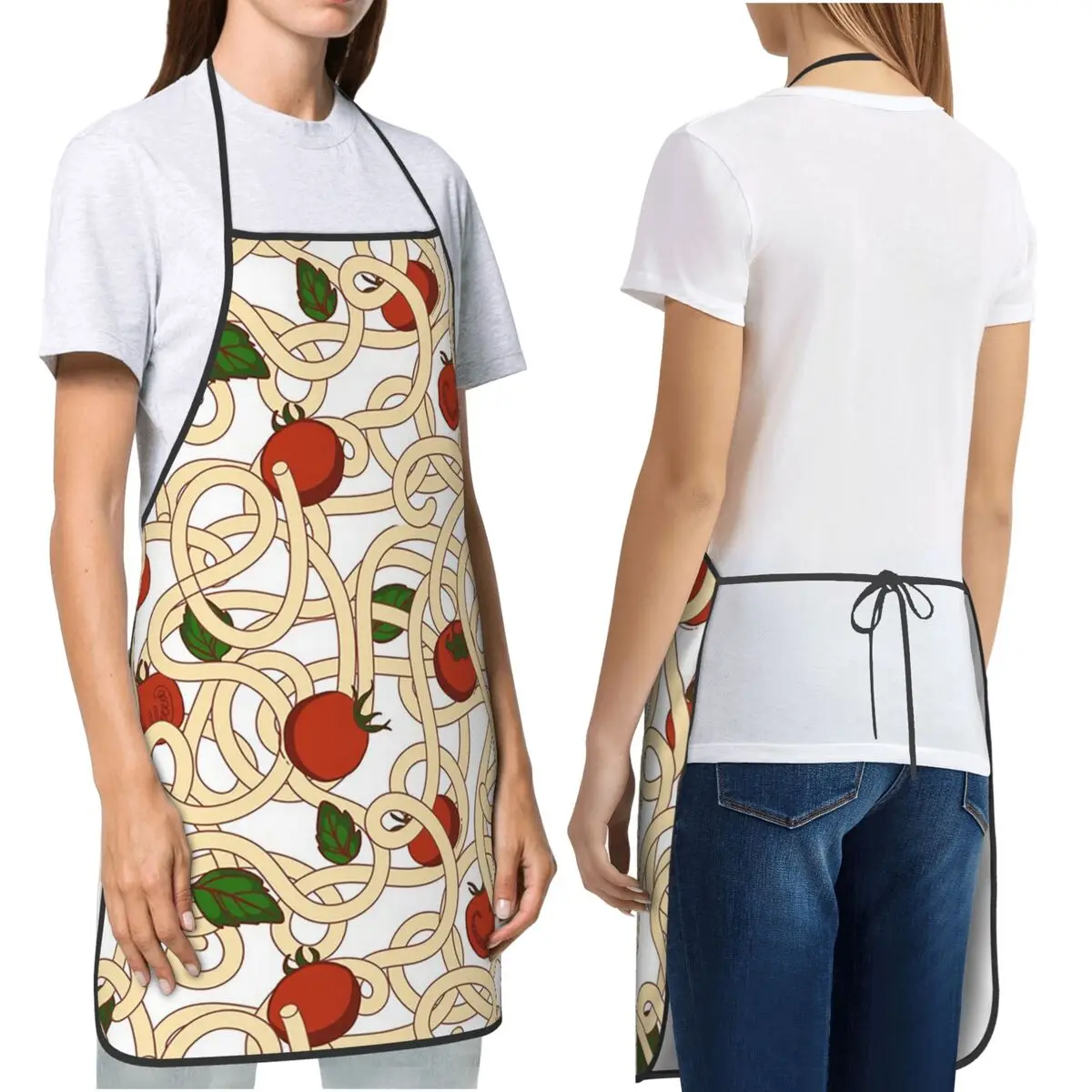 Italian Pasta Spaghetti With Tomato Meatballs Aprons Chef Cooking Baking Tablier Bib Kitchen Cleaning Pinafore for Women Men