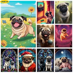 Pug Dog AB Diamond Painting Kit Cartoon Pet Dog Image Diy Diamond Embroidery Cross Stitch Hand Gift Animal Home Wall Art Decor