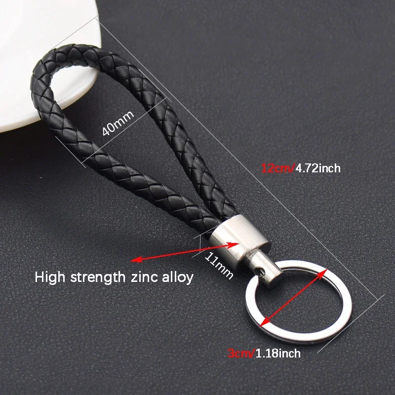 Leather PU Wrist Rope Woven Keychain Metal DIY Accessory Key Chains Braided Key Holder Leather Lanyard Auto Keyring Pendant