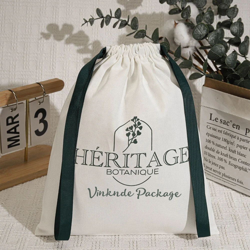 

Пригодный для вторичной переработки натуральный логотип с принтом хлопка и льна, рождественский подарок для свадебной вечеринки, подарок для хранения конфет, ювелирные изделия, мешок на шнурке, мешки для пыли