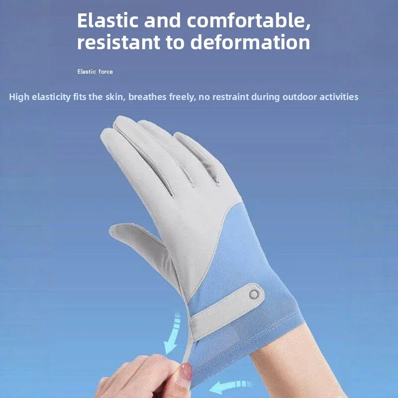 Women's Sun Protection Ice Silk Gloves Thin Touchscreen Compatible Driving Cycling Outdoor Anti-Slip Light Summer Style