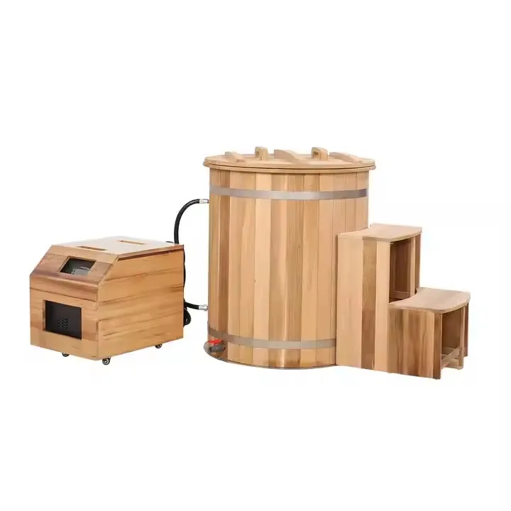 

STLFFactory Price Wooden Outdoor Cold Plunge Pool and Chiller Tub Set Ice Barrel Bath Ice Bucket Tub