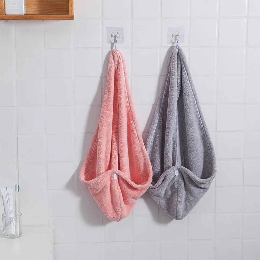 

Dry Hair Cap Grey Thick Coral Fleece Quick Drying Towel Absorbent Hair Drying Hat Lightweight Portable For Home Travel Spa