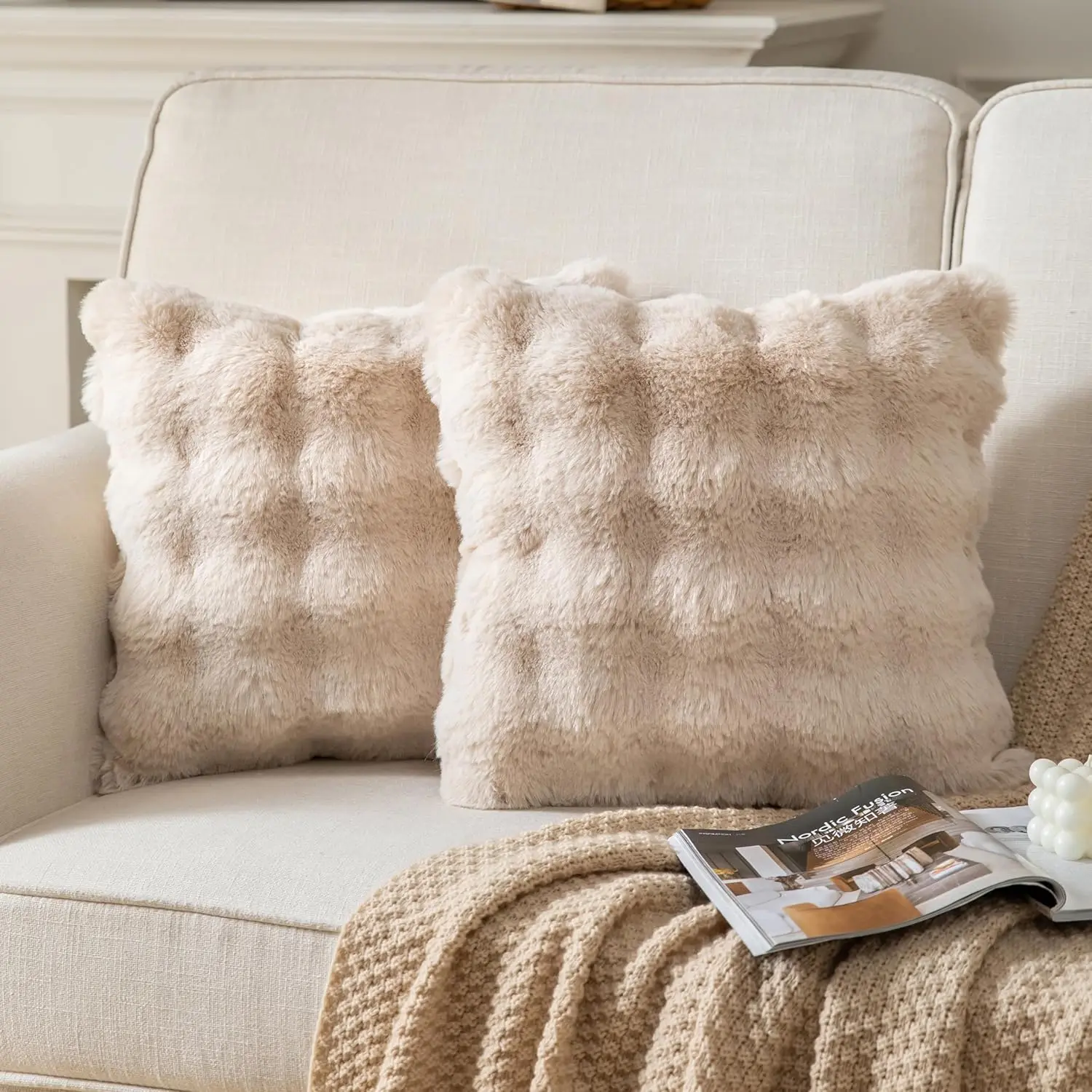 

Pa Of 2 Thi Plush Throw Pillow Covers Fluffy Wave Decorative Cushion Covers Soft Wool Pillowcase For Sofa Couch Livingroom