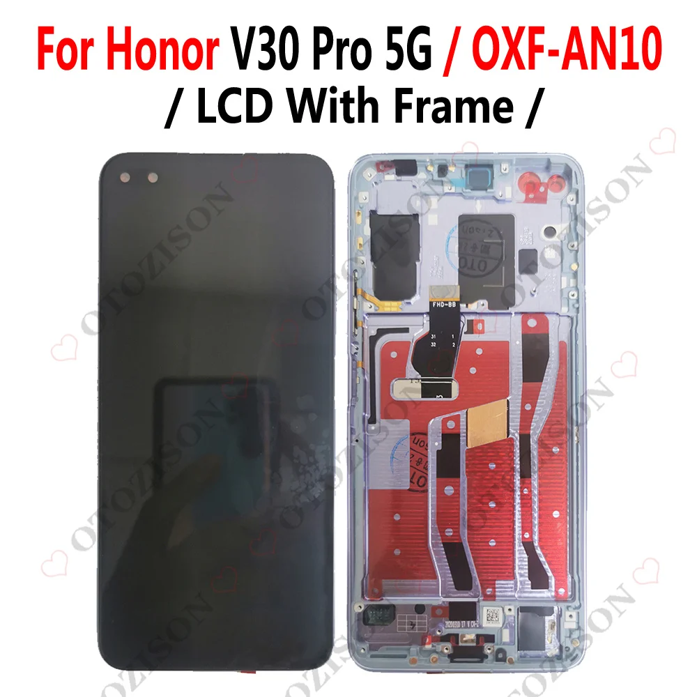 LCD With Frame For Honor V30 Pro OXF-AN10 Screen View 30 V30 Display Touch Digitizer Assembly For Huawei OXF-AN00 Replacement