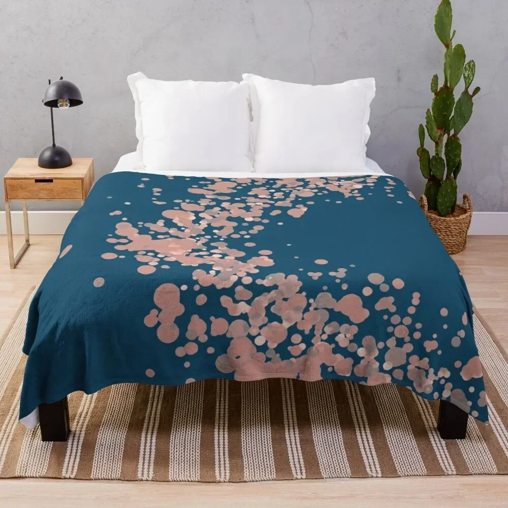 

Petrol blue and blush pink - Shining of the sea Throw Blanket