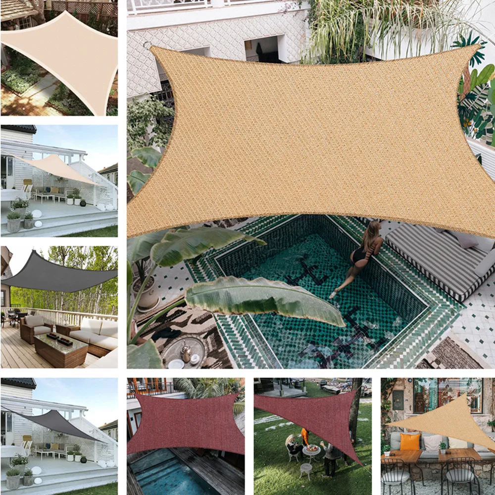 3x4M/5x5x5M Thicken HDPE Sun Shade Fabric Outdoor Gazebos Awning Balcony Terrace Privacy Fence Net Swimming Pool Sunshade Nets