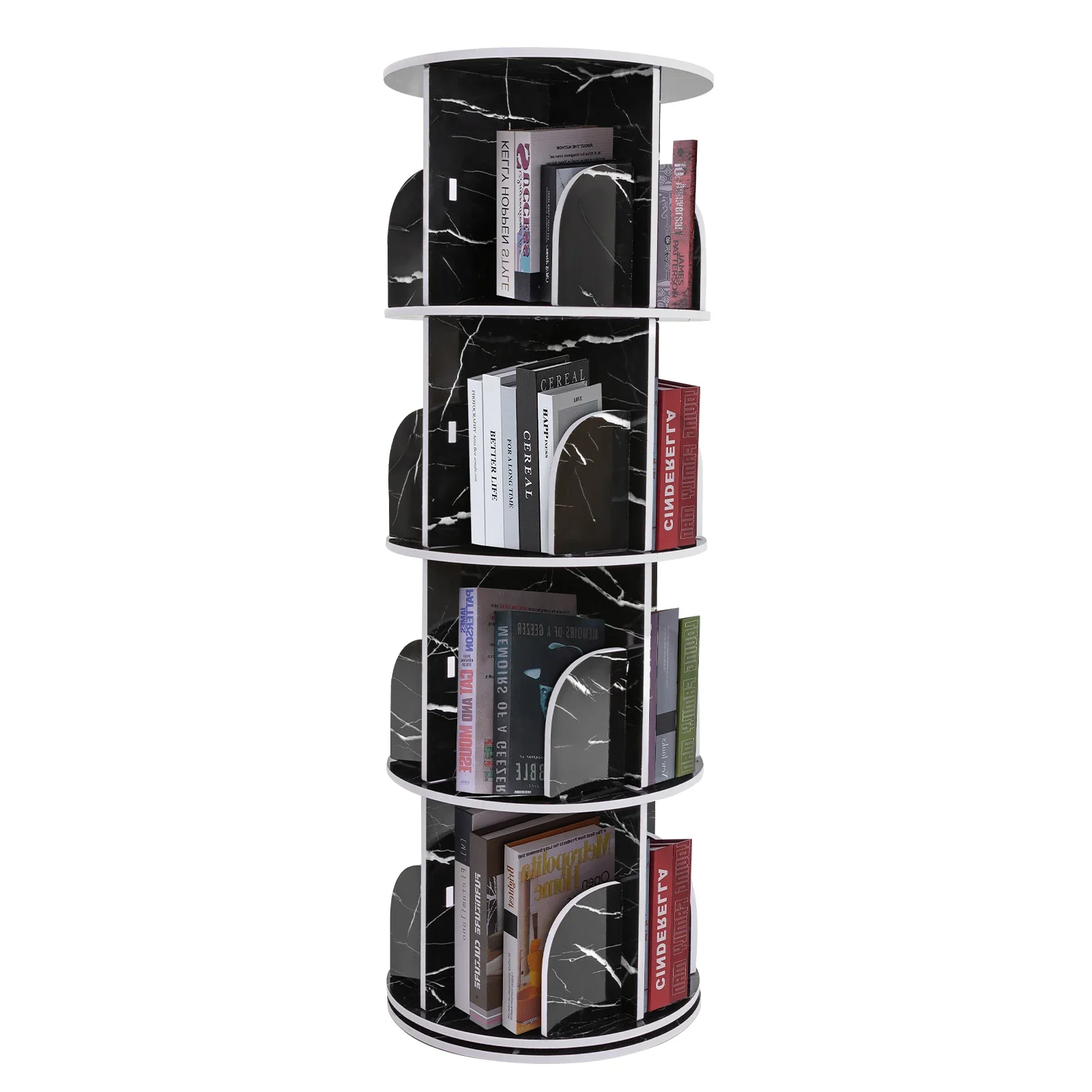 

4 Tier Rotating Display Bookshelf with Strong Load-bearing Capacity for Bedroom Living Room