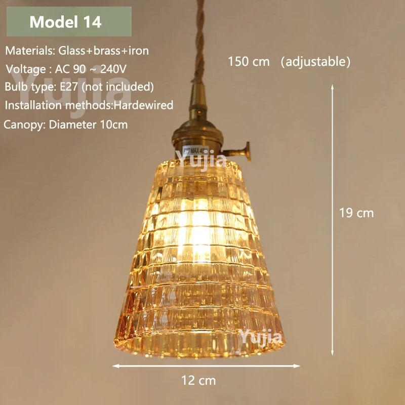 Hanglamp in meerdere stijlen Amberglas Lmapshade Messing Vintage bedlampje Verstelbare hanglamp Keukeneiland Eetkamer - afbeelding 1