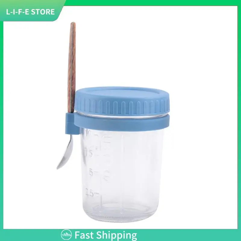 

4PCS Overnight Oats Containers With Lids And Spoons 16 Oz Glass+Plastic For Overnight Oats Leak Proof Oatmeal Container