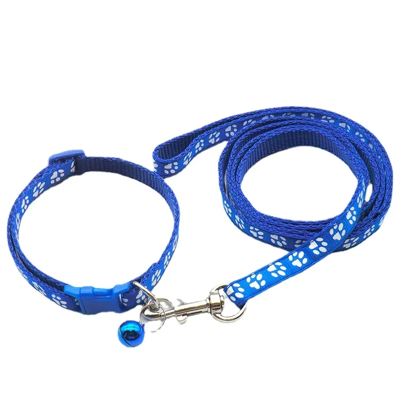 Corde de Traction pour animaux de compagnie, 1.2M, imprimé patte de chien, mignon, plusieurs couleurs, réglable, accessoires pour chiot et chat