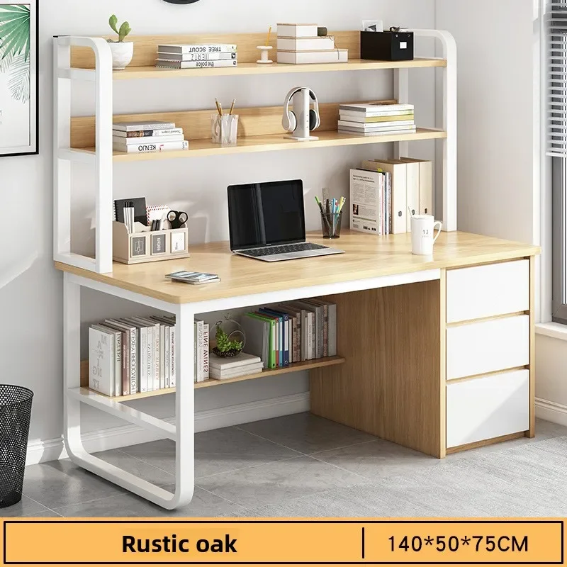 

Классический компьютерный стол, простой домашний стол, письменный стол для студента с интегрированной книжной полкой для спальни