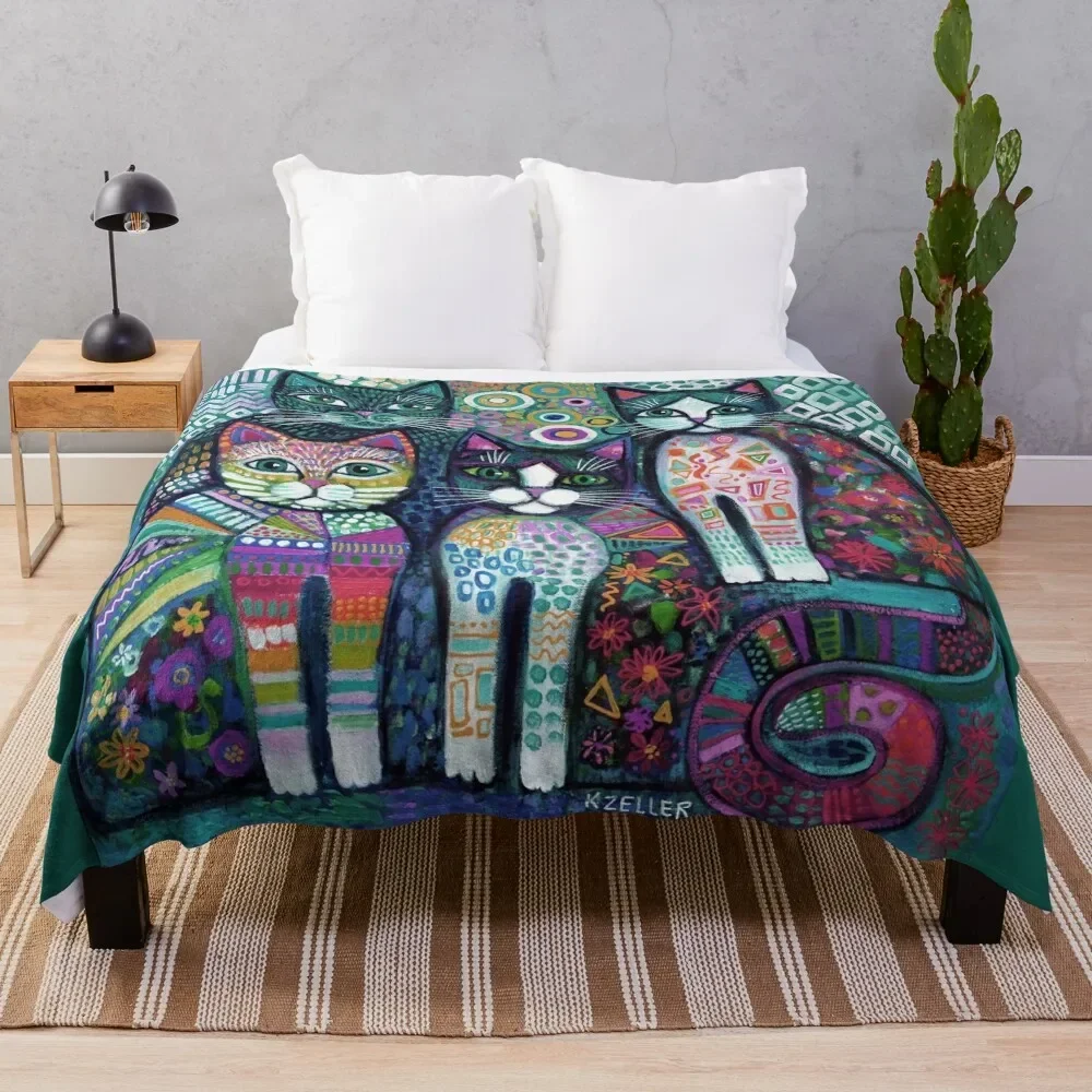 

Quirky Cats Throw Blanket cosplay anime Moving Blankets