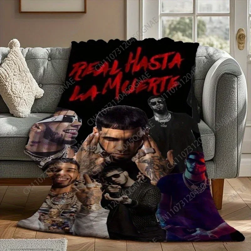 Custom ANUEL AA Real Hasta La Muerte Flannel Blanket - Bold Red Text & Urban Artwork Design, Soft All-Season Throw For Home, Cam