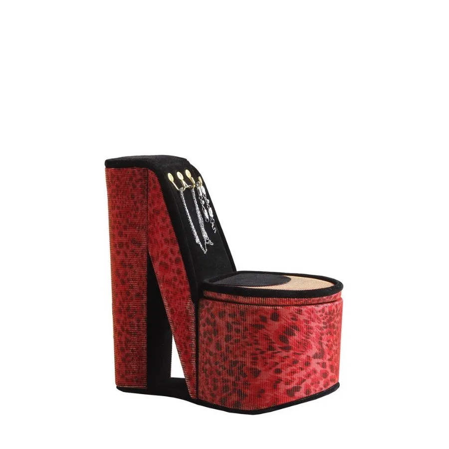 

9 Tall Display Jewelry Box with Hooks High Heel Shoe Design Leopard Print