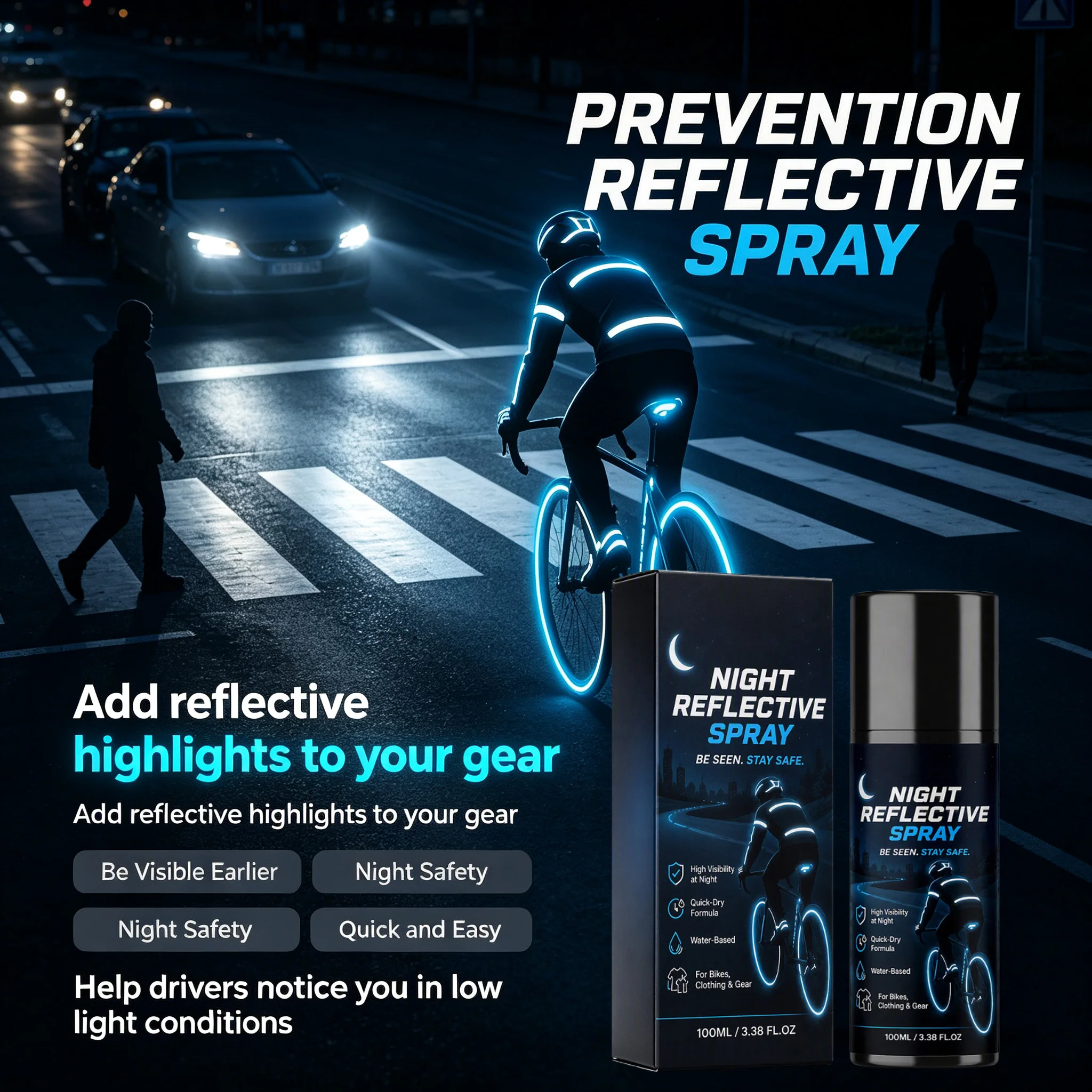 Invisible Reflective Spray for Car Exterior Coating Waterproof Lasting Reflective Paint for Auto Detailing Night Driving Warning