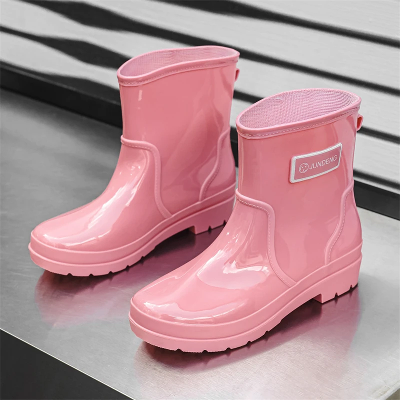 Kurze Röhre Frühling und Herbst Mode exquisite Damenschuhe Damen kurze Röhre Regenschuhe Küche Wasserschuhe Anti-Rutsch-Mom Wom