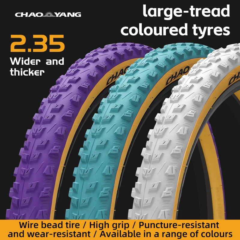 Chaoyang Bicycle Colorful Tire 26x2.35 30tpi Enduro Am Mountain Bike Wire Bead Tires Mtb Large Tread Strong Grip Tyre