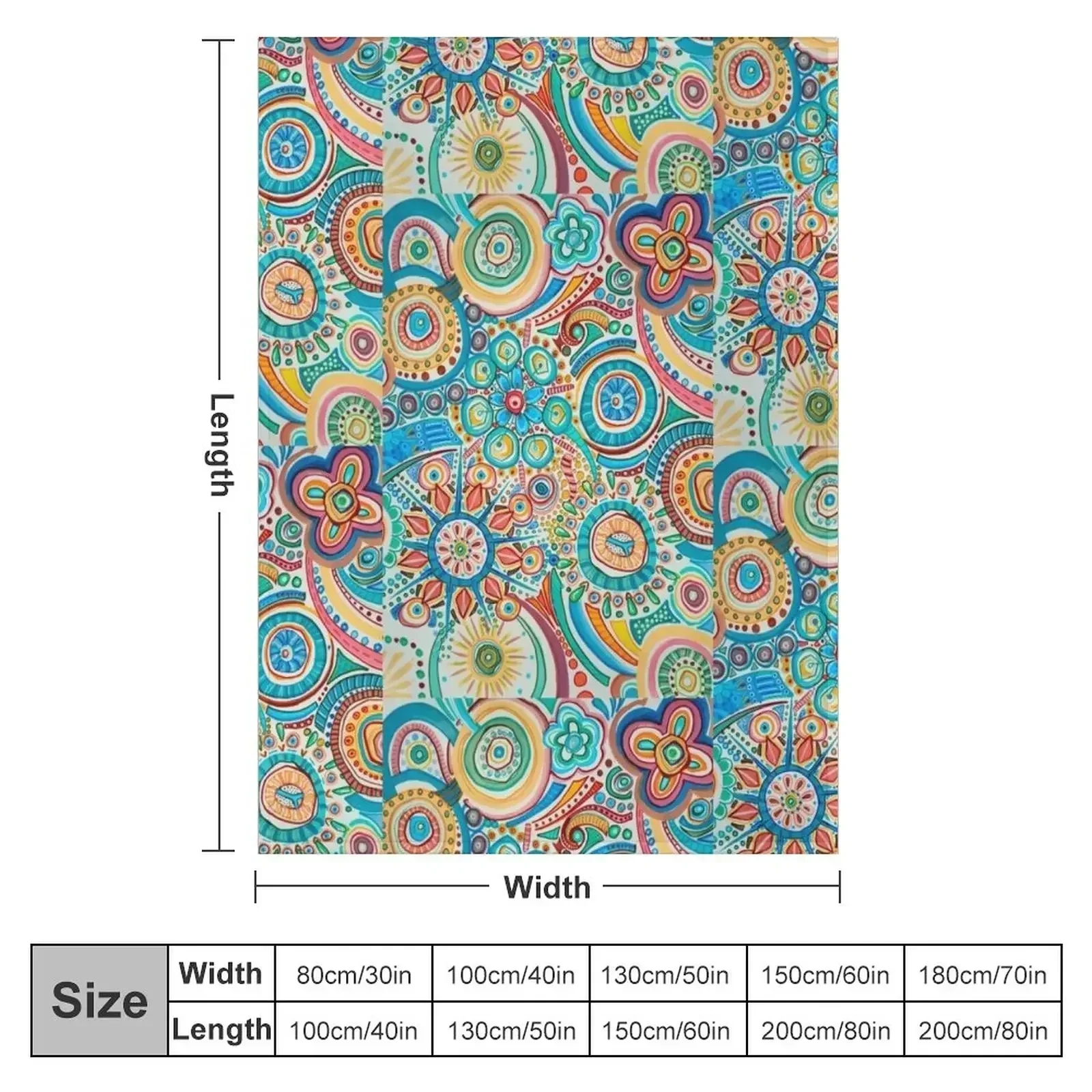 Joy with flowers, stars, blue, yellow, green, orange, red mandala Throw Blanket Warm warm winter Blankets