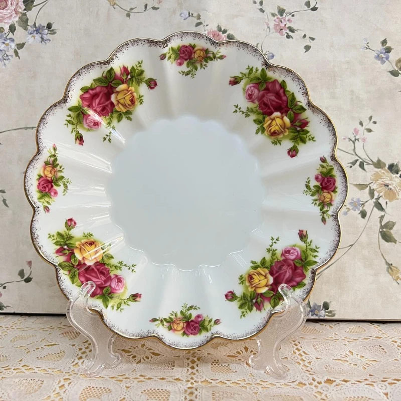 

Bone China hand-made rose sun fruit plate bone China soup rice plate home porcelain salad plate