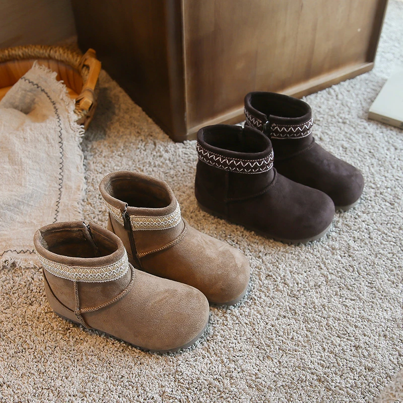 2026 New Girls Ankle Boots for Winter Fashion Outdoor Kids Snow Boots Warm Soft Bottom Children's Causal Thermal Cotton Boots
