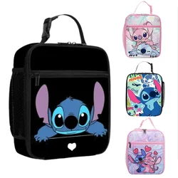 Borsa portaoggetti Stitch Borsa con stampa di cartoni animati Borsa da pranzo per bambini Borsa da picnic Studenti Zaino carino Scatola per cosmetici di grande capacità