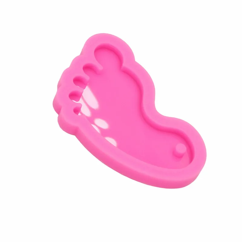 GJ-1031 Shiny Mirror Foot Shape Keychain Silicone Mold Epoxy Resin Decorative Jewelry Pendant Drip Molds