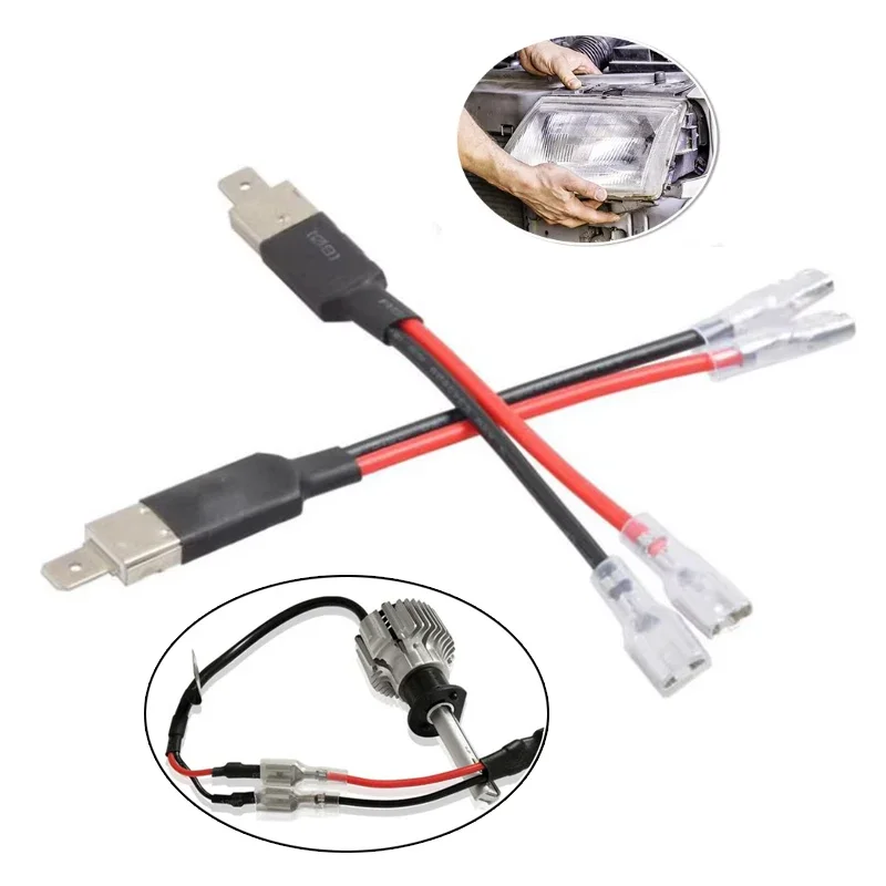 4Pcs No Connection Car Tuning Headlight Simple Adapter Extension Cable H1 LED One To Two Simple Conversion Cable Car Accessories