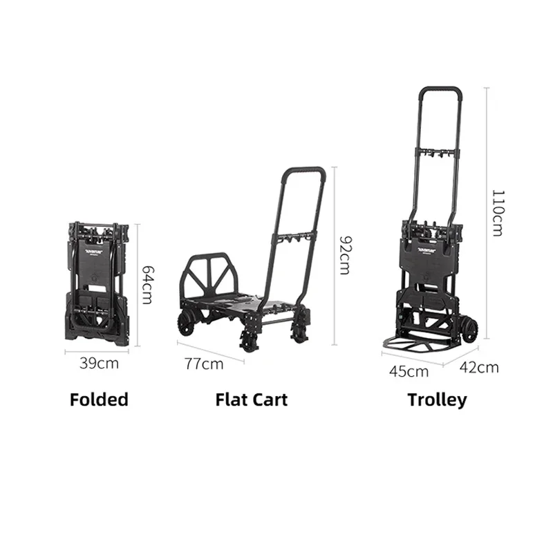 SHIMOYAMA Fácil instalación Carro Dolly de cuatro ruedas Carro de mano Camión de mano Carro al aire libre Carro de compras Buggy Carro de camping