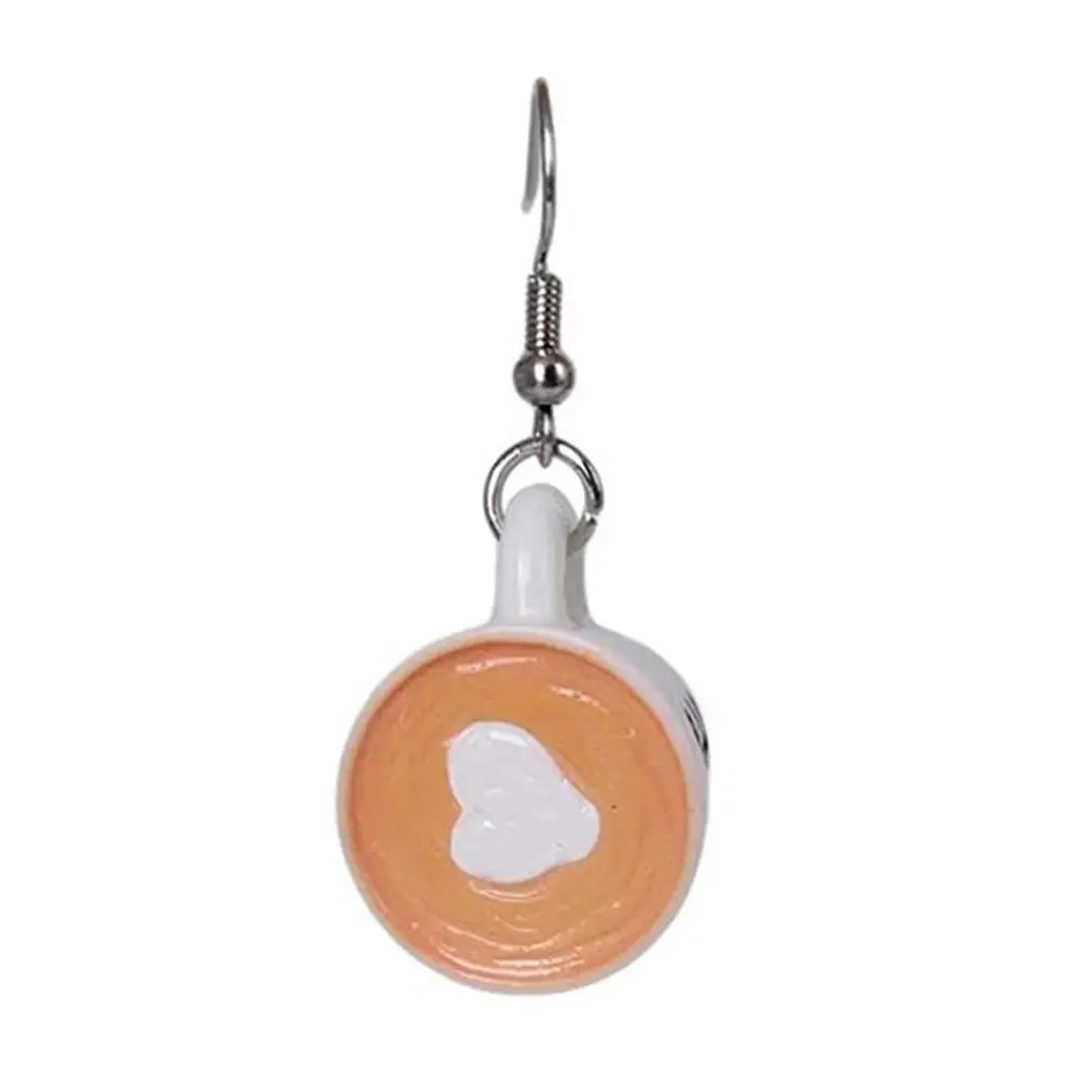 1Pair Mini Coffee Cup Dangler Earrings for Women Fashion Acrylic Heart Shape Ear Jewelry Chic Shiny Statement Earrings Lady Gift