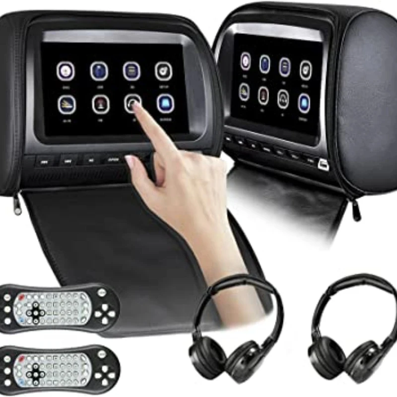 inch Car Players Screen Headrest Support 1080P Video USB/FM IR Transmitter DVD Region