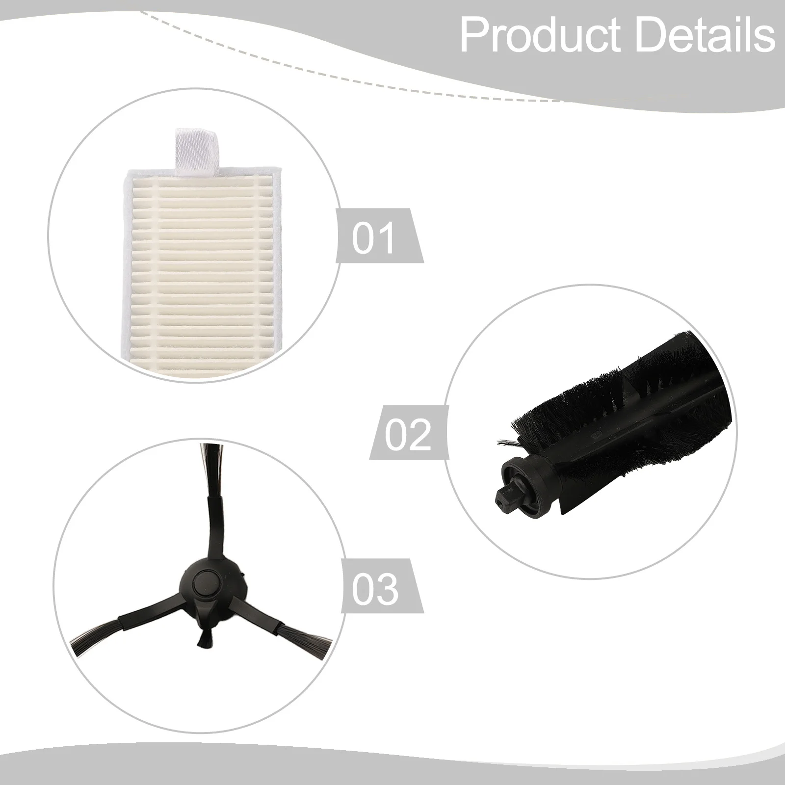 메인 브러시 필터 사이드 브러시 키트, EZVIZ RE4, RE4 플러스, RE5, RE5 플러스용, 진공 청소기 예비 부품, 메인 브러시 교체