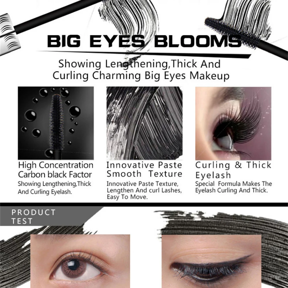 Mascara Extension Thickening Waterproof Lengthening Curling Long Curling Eyelash Fiber Lash Mascara Curling Mascara Fluffy