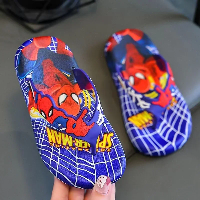 Summer Children Slippers Baby Boys Shoes Cartoon Spiderman Print Fashion Beach Flip Flops Girl Flat Sandals Indoor Shower Slides