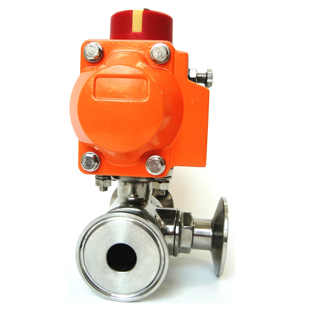 

3 Way SS316 L/T Type Pneumatic Actuator Sanitary Water Ball Valve