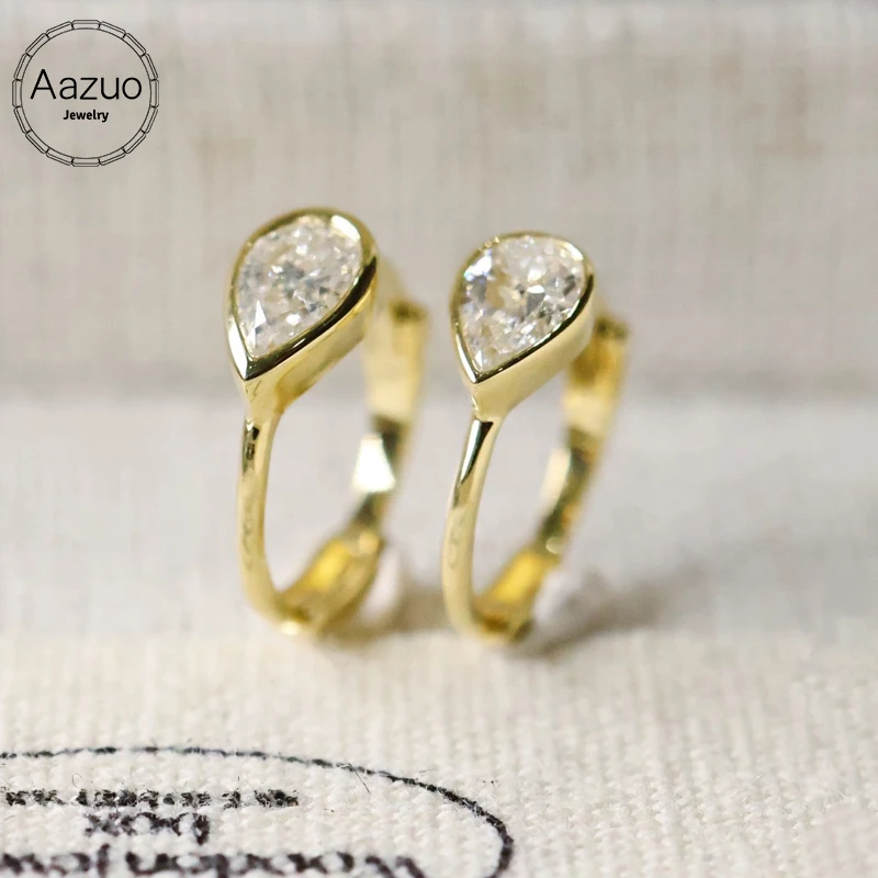 

Aazuo 18K Gold Fine Jewelry Natrual Diamonds 0.35ct Classic Lovely Waterdrop Hook Earrings Gifted For Women Wedding Party Au750