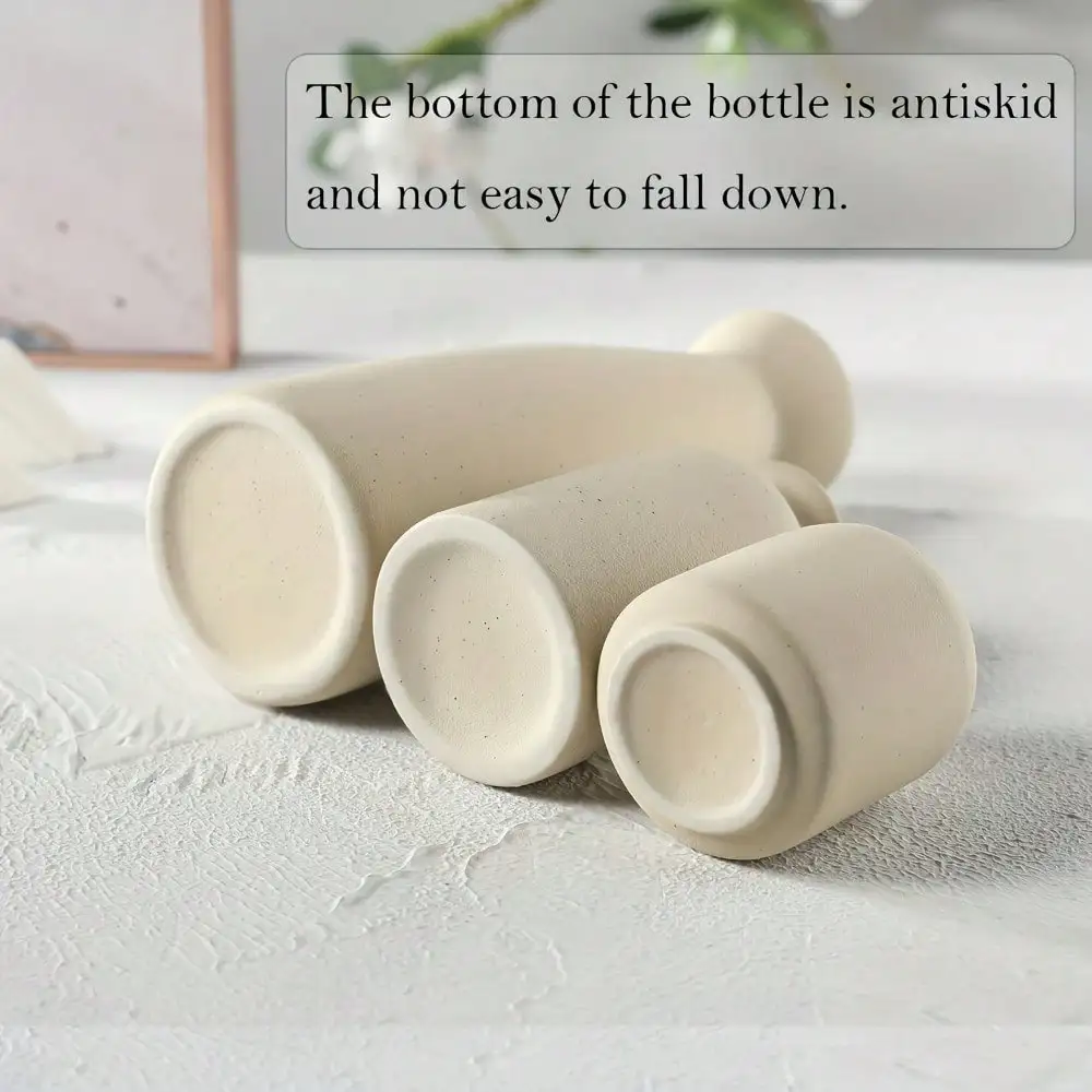 مجموعة مزهرية سيراميك بوهيمية مكونة من 3 قطع، مزهرية تزيين منزلية للمزرعة البوهيمية الحديثة، غرفة المعيشة، رف الكتب، ديكور طاولة الطعام #5